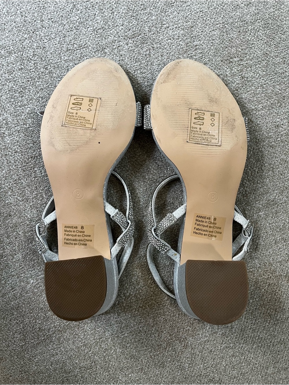 David's Bridal Silver Rhinestone Strap Slingback Sandals Annie size 8 - Picture 7 of 7